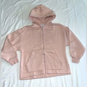 ZARA cotton plush hoodie baby pink pockets girls sweatshirt zippered